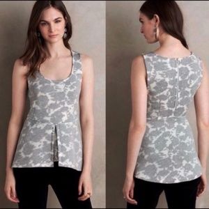 Anthro Akemi + Kin White & Gray Peplum Floral Tank